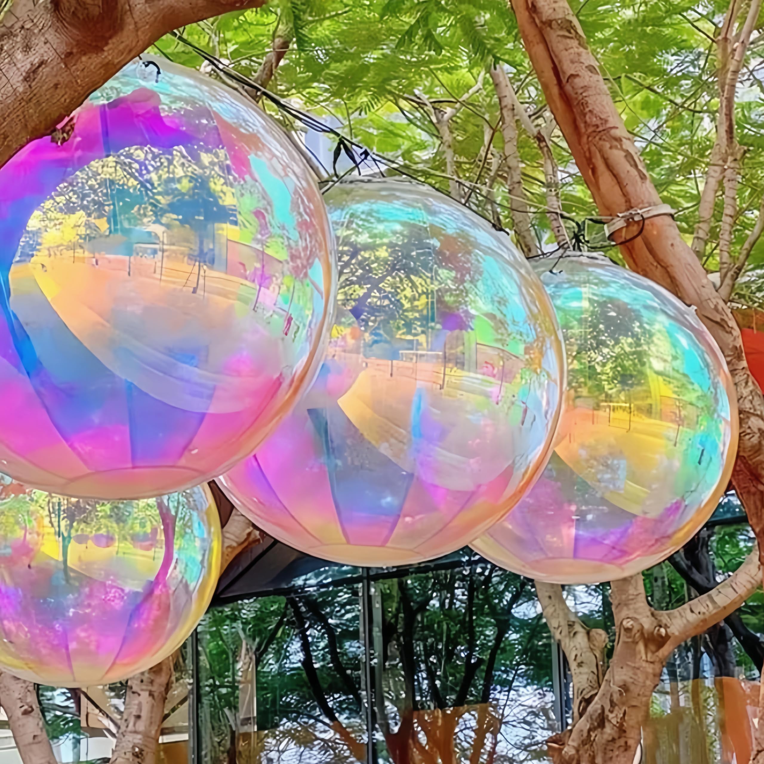 Amazon.com: 3Pcs 32 inch Iridescent 4D Round Ball Balloons for